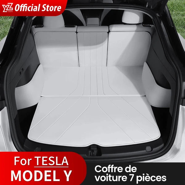 Leather Trunk Mats Fully Surrounded Waterproof - For Tesla Model Y Juniper 2021-2025