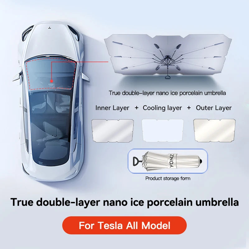 Glass Roof Sunshade Front Rear - For Tesla Model 3 Y Highland 2021-2025