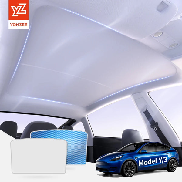 Glass Roof Sunshade Front Rear - For Tesla Model 3 Y Highland 2021-2025