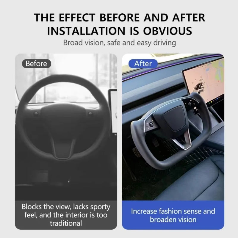 Yoke Handle Steering Wheel with Heating - For Tesla Model 3 Highland