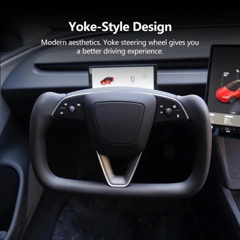 Yoke Handle Steering Wheel with Heating - For Tesla Model 3 Highland